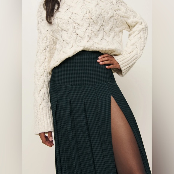 Reformation Nancy skirt size 4 dark slate check - Picture 2 of 10